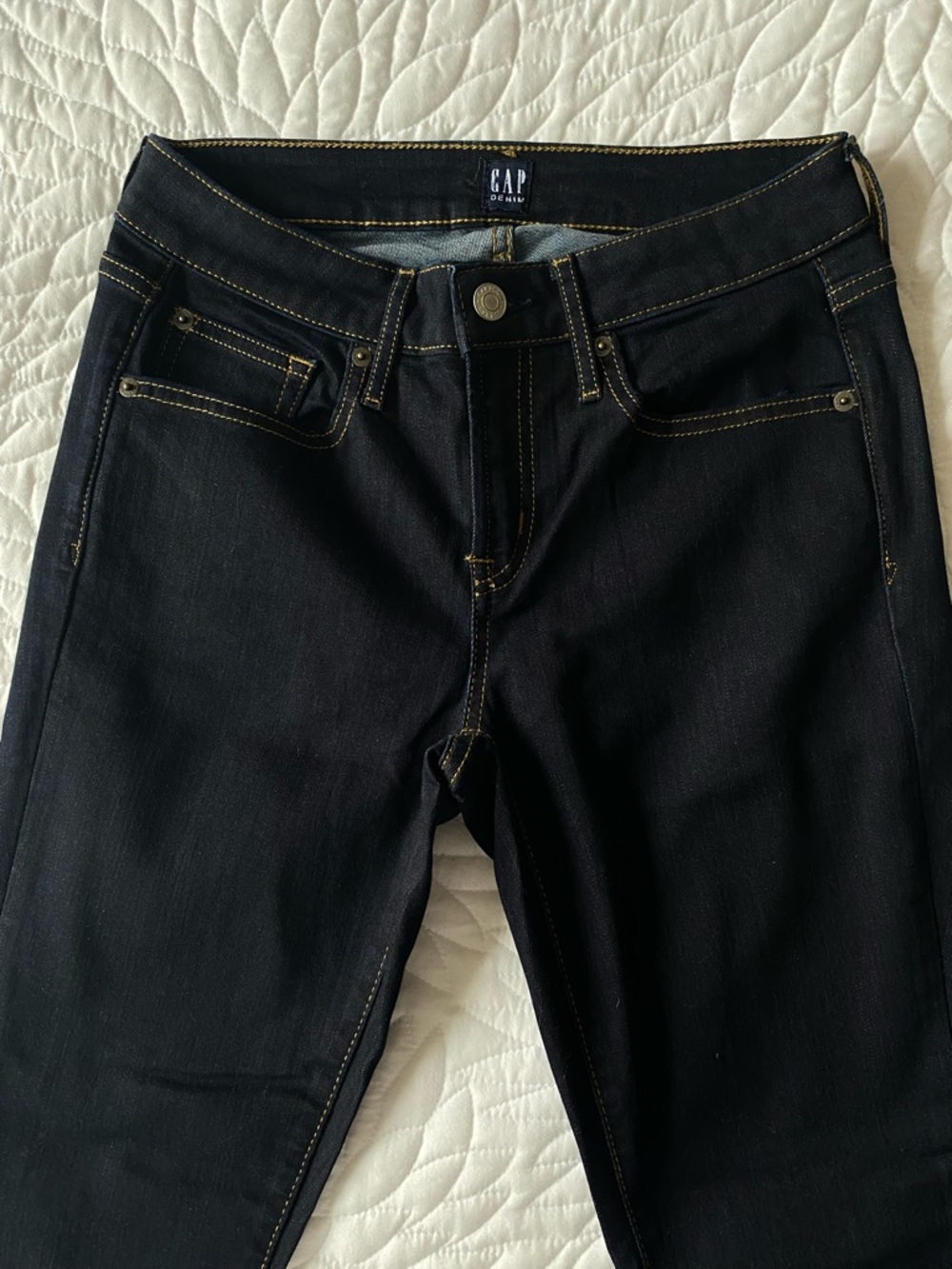 Classic Dark Wash Women's Jeans - Slim Straight - Picture 4 of 7